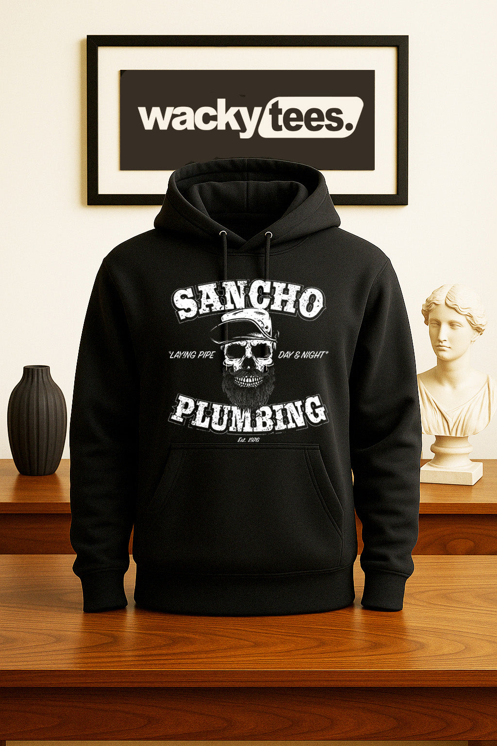 Sancho Plumbing Laying Pipe Day and Night Graphic Tee Shirt