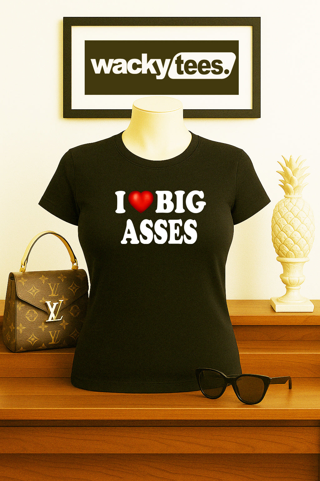 I Love Big Asses I Heart Butts Funny Adult Humor Graphic Tee Shirt