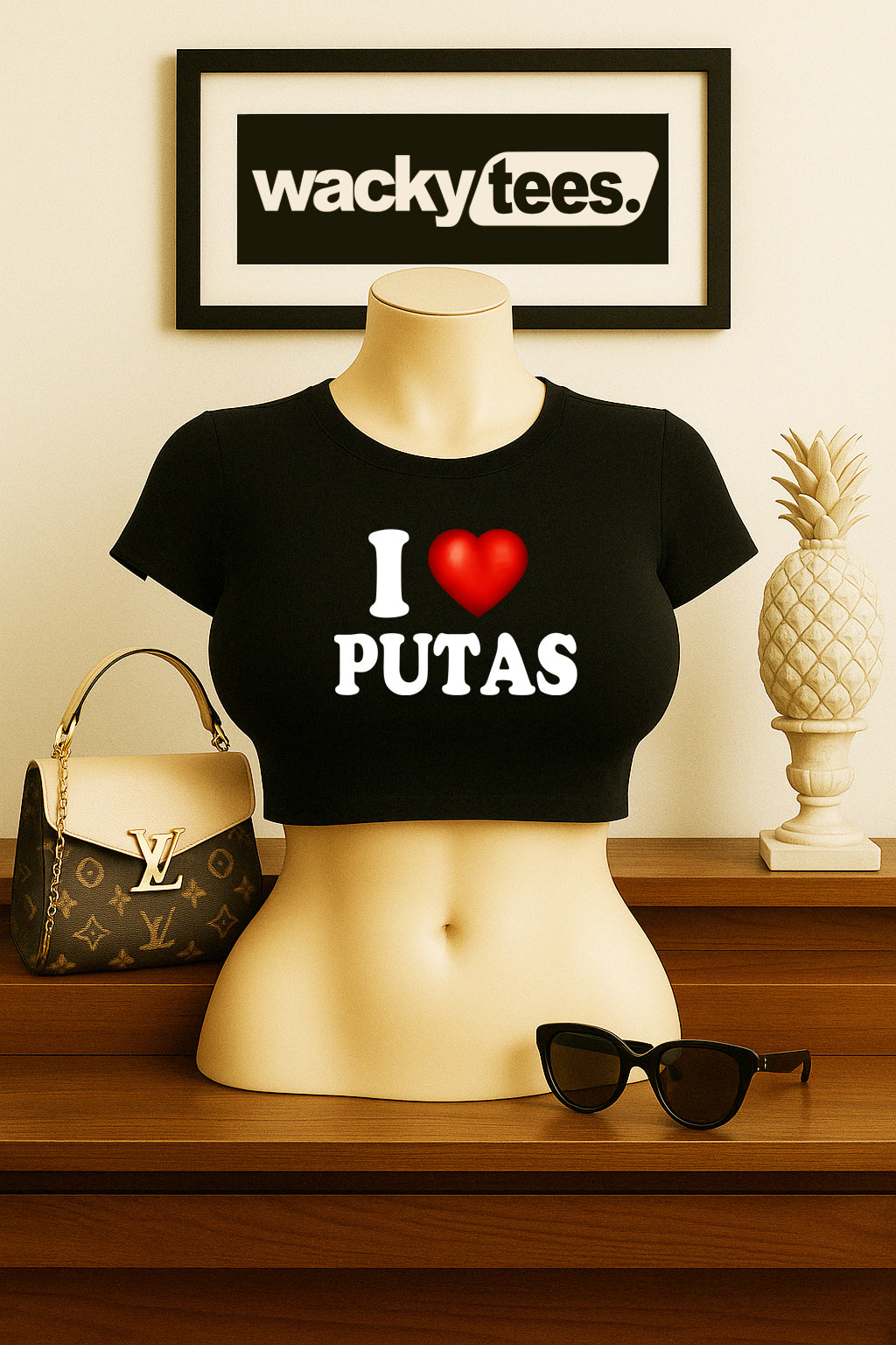I Love Putas I Heart Funny Adult Humor Graphic Tee Shirt
