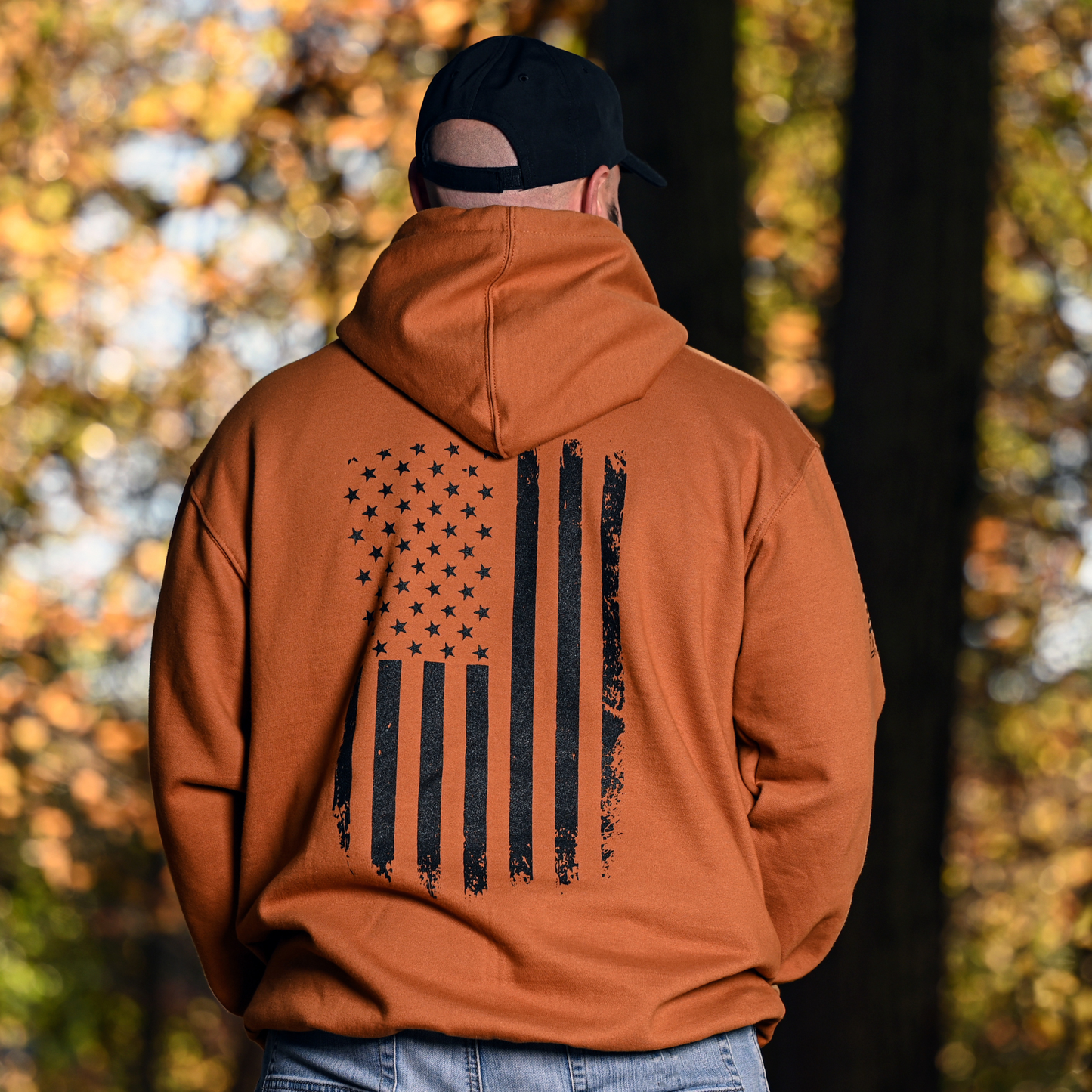 Men's Heavyweight Oversized American Flag Patriotic Hoodie