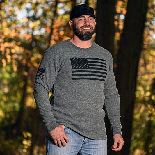 Men's American Flag Long Sleeve Patriotic Thermal