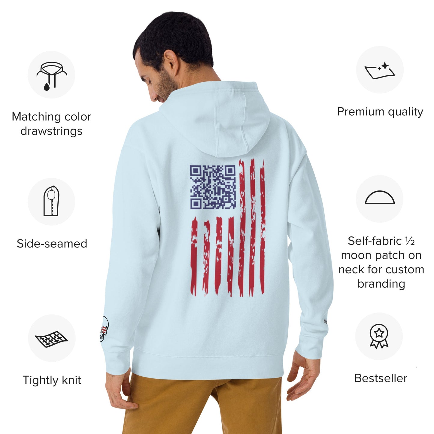 We the People Embroidered + easter-egg QR Code - Trump Dance - Unisex comfy Hoodie