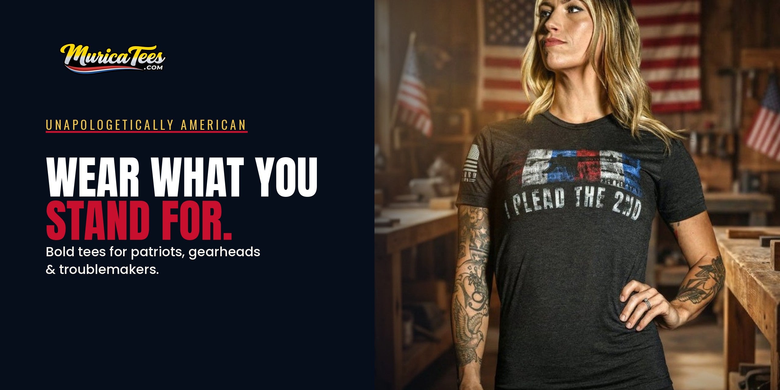 Woman wearing I Plead the 2nd tee - MuricaTees, Wear What You Stand For